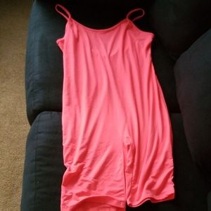 Neon pink romper from Fashion Nova